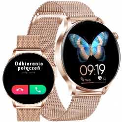 zegarek damski smartwatch rubicon rnce81 rozmowy rosegold pink