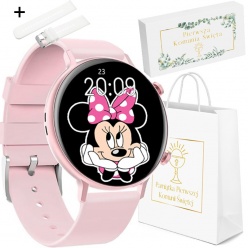 zegarek damski smartwatch rubicon rnce98 różowy + biały pasek silikonowy komunia