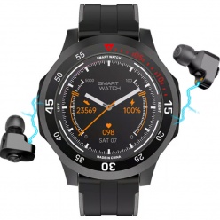 męski smartwatch  + słuchawki  - rubicon rnce85 czarny