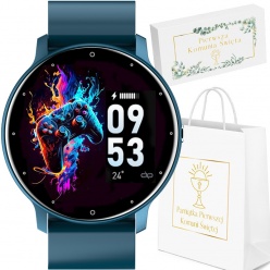 zegarek smartwatch na komunię - asperia  gt1-5 niebieski pełny dotyk 