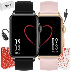 zestaw dla par smartwatch rubicon rncf06 różowy/czarny