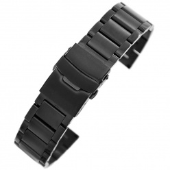 czarna stalowa bransoleta do zegarka sb2203b- 22mm 
