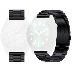czarna stalowa bransoleta do zegarka 22 mm 