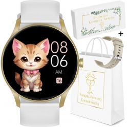 zegarek smartwatch komunia - gt2-4 white/gold rubber 