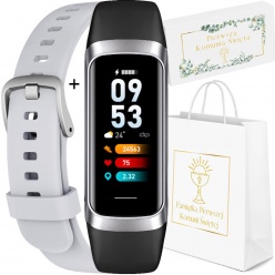 smartwatch smartband na komunię rubicon rncf05 srebrny/czarny