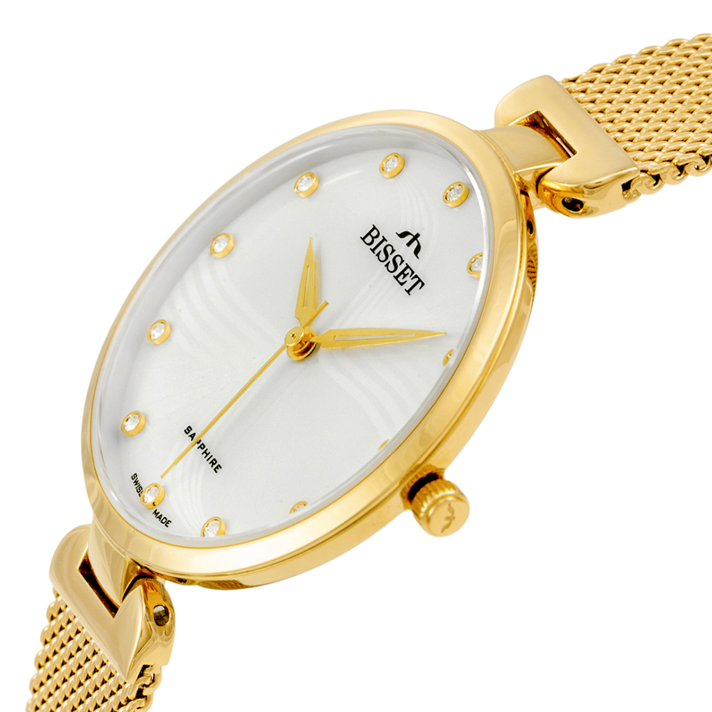 Szwajcarski zegarek damski Bisset BIENNE złoty  Szafir