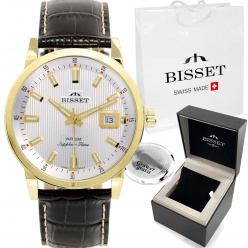 szwajcarski zegarek męski bisset bsce62-4a szafirowe szkło