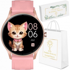 zegarek damski smartwatch komunia - gt2-1 różowy - pełny dotyk 