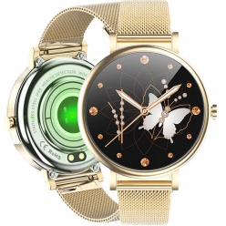 zegarek damski smartwatch rubicon - rnbe64 złoty