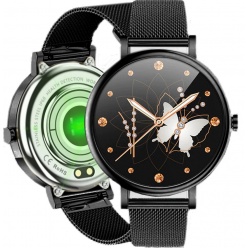 zegarek damski smartwatch rubicon - rnbe64 czarny