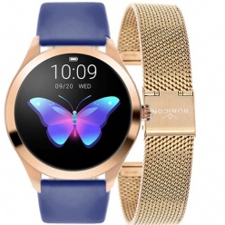 zegarek damski smartwatch rubicon rnbe36  - różowo złoty + granatowy pasek
