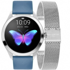 zegarek damski smartwatch rubicon - rnbe37 - srebrny + niebieski pasek u27