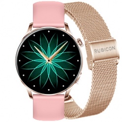 zegarek damski smartwatch rubicon alica rozmowy rosegold mesh + silikonowy pasek