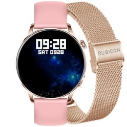 zegarek damski smartwatch rubicon alica rozmowy rosegold mesh + silikonowy pasek