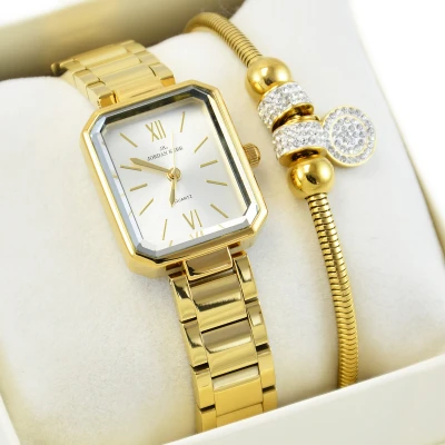 Zegarek damski złoty Jordan Kerr ALLES zestaw z bransoletką