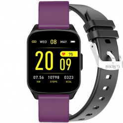 zegarek g. rossi smartwatch  sw009-4 czarny + fioletowy silikonowy pasek