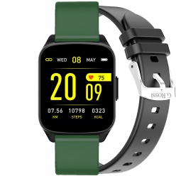 zegarek g. rossi smartwatch  sw009-4 czarny + zielony silikonowy pasek