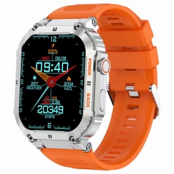 zegarek męski smartwatch gravity luton gt6-4 srebrny/ pomarańczowy gumowy