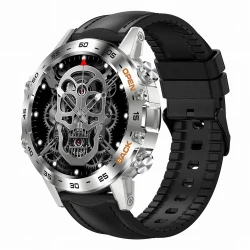 Zegarek męski SMARTWATCH GRAVITY ASTON GT9-6 srebrny/czarny skórzano-gumowy