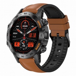 zegarek męski smartwatch gravity aston gt9-7 czarny/brązowy skórzano-gumowy