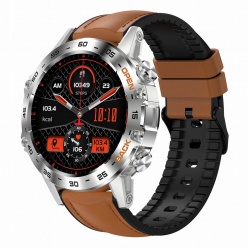 zegarek męski smartwatch gravity aston gt9-8 srebrny/brązowy skórzano-gumowy
