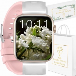 zegarek na komunię smartwatch gravity gt3-1 pink/white- livia