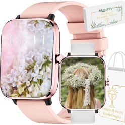 zegarek na komunię smartwatch rubicon rnce79 pink/white