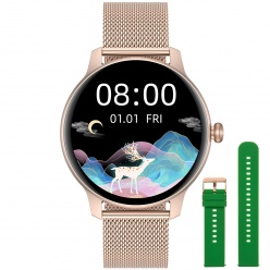 zegarek smartwatch g. rossi sw020-1 różowozłoty + zielony pasek