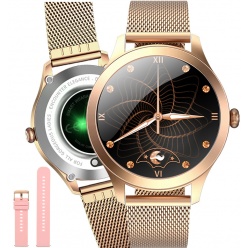 zegarek smartwatch g. rossi sw014g-2-4d2-2 stal + różowy pasek