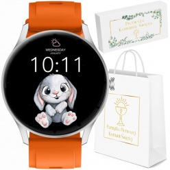 zegarek smartwatch komunia gravity gt2-8 silver/orange rubber