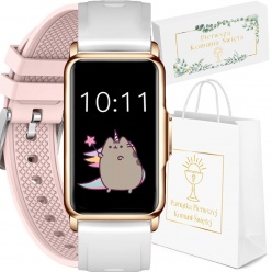 zegarek smartwatch komunia rubicon rncf04 pink/white silicone