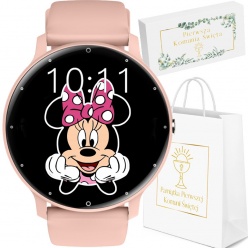 zegarek smartwatch na komunię rubicon rncf16 pink/połączenia