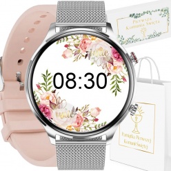 zegarek smartwatch na komunię rubicon rncf20 silver