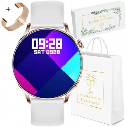 zegarek smartwatch na komunię rubicon alica rozmowy rosegold silikonowy pasek + siatka mesh