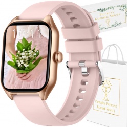 zegarek smartwatch na komunię rubicon rncf03 różowy