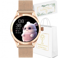 zegarek smartwatch na komunię g. rossi różowo złoty