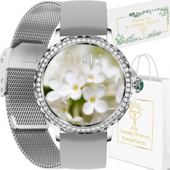 zegarek smartwatch na komunię rubicon rncf19 silver
