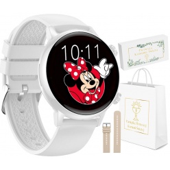 zegarek smartwatch rubicon biały amoled komunijny + beżowy pasek