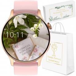 zegarek smartwatch rubicon kf10 różowy komunia