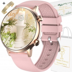 zegarek smartwatch rubicon komunia różowy + siatka mesh