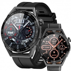zegarek smartwatch rubicon rnce88 rozmowy black/black skórzany pasek