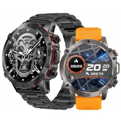 zegarek smartwatch rubicon rncf18 czarny + pomarańczowy pasek