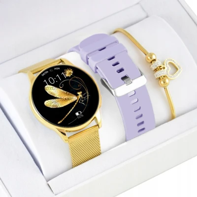 Zestaw damski zegarek SMARTWATCH Rubicon RNCF30 złoty + bransoletka