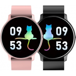 zestaw dla par smartwatch - gt1-1 różowy/czarny - pełny dotyk 