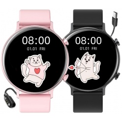 zestaw dla par smartwatch rubicon rnce98 pink/black
